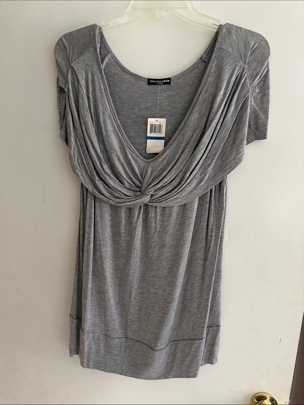 cha cha vente Heather Gray Twist Front Tunic